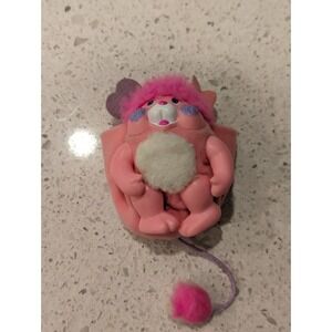 Vintage 1986 Mattel Pocket Popples Mini Stuffed Animal Plush Toy Pink‎ 3"